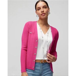 White House Black Market Long Sleeve Snap Front Cardigan - Hot Pink - Sz Large
